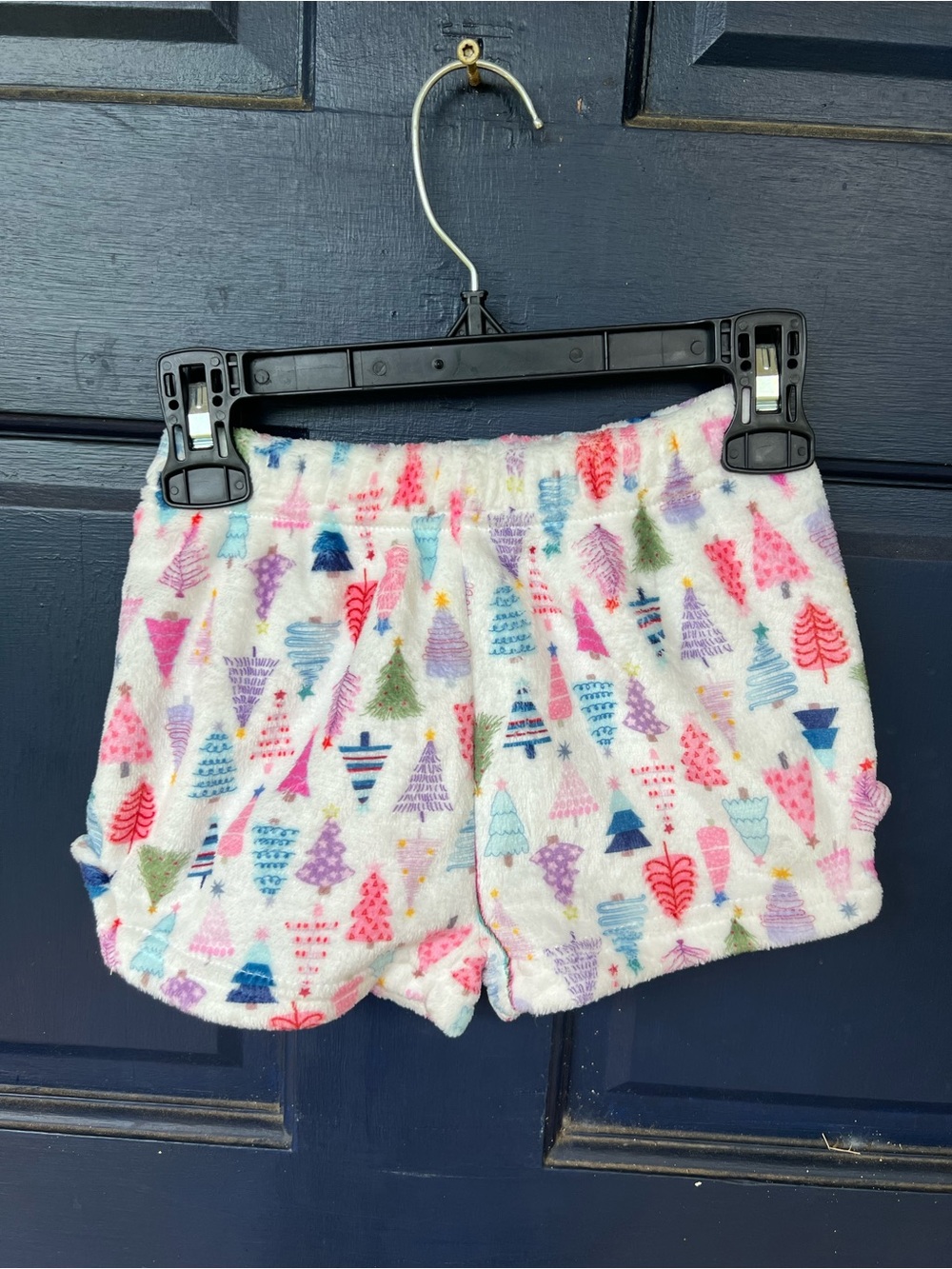 NWT Kids Cozy Fleece Shorts in White with Multicolor Tree Print